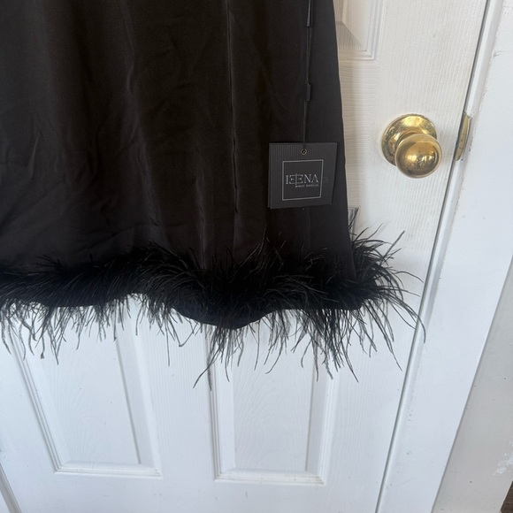 Mac Duggal Black Feather Hem Dress Sz 12 NWT - Picture 7 of 8